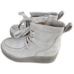 Sonoma Women's Beige Suede Platform Lace-Up Ankle Boots with Zipper Size 6M‎